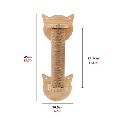 Wall Mounted Cat Shelves Scratching Post Wooden Cat Tree Perches for Wall Cat Steps Ladder Hammock Cat Climbing Wall Furniture