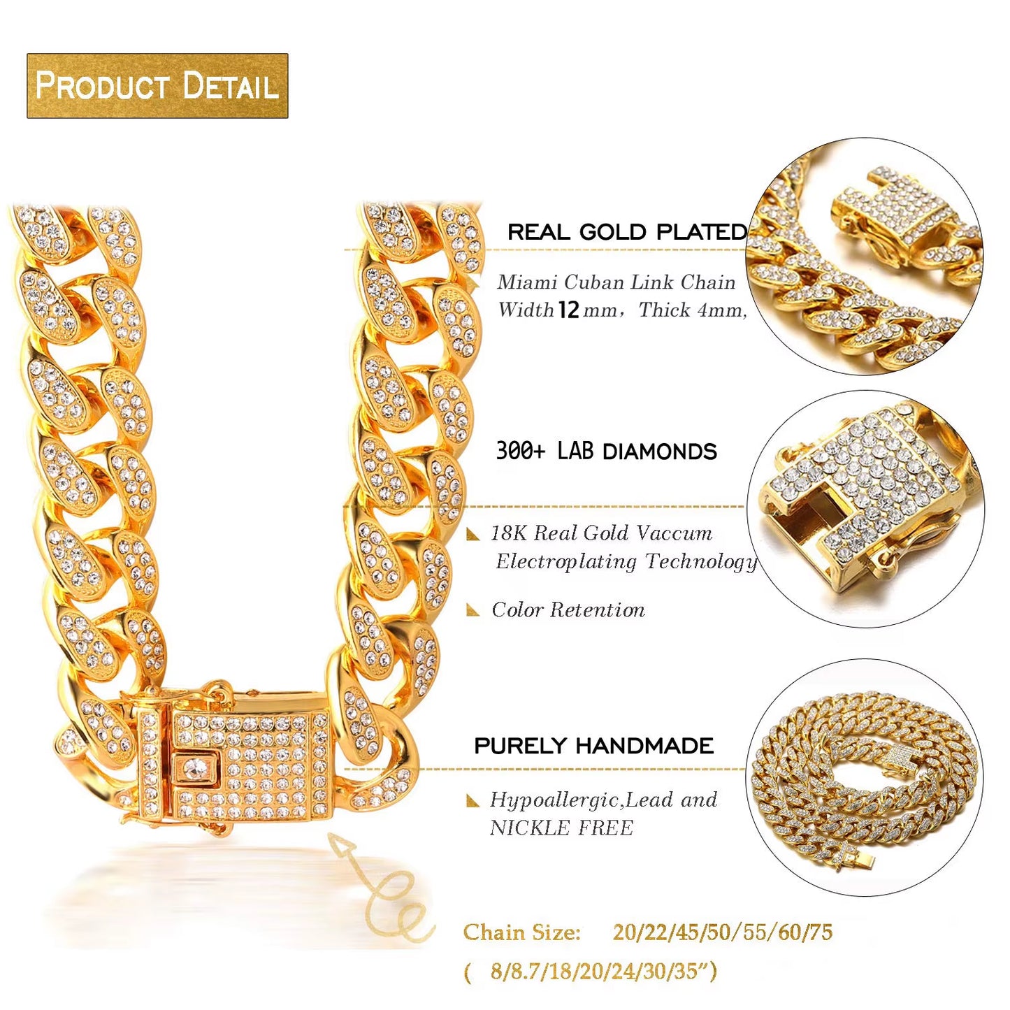 Luxury Cuban Link Cat Necklace Jewelry Rhinestone Collar Cat Gold Chain Kitten Wedding Prom Costume Accessories for Cats Puppy