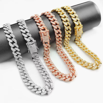 Luxury Cuban Link Cat Necklace Jewelry Rhinestone Collar Cat Gold Chain Kitten Wedding Prom Costume Accessories for Cats Puppy